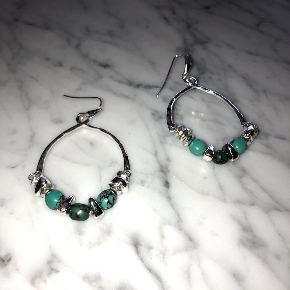 Lauren hoop earrings with turquoise beads